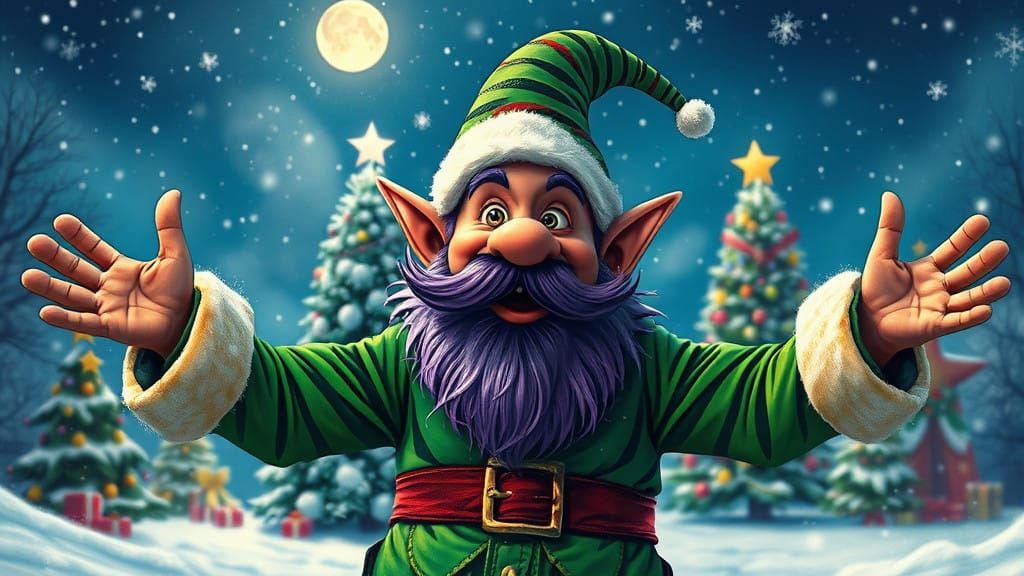 Winter Wonderland Elf in Vibrant Graffiti Style