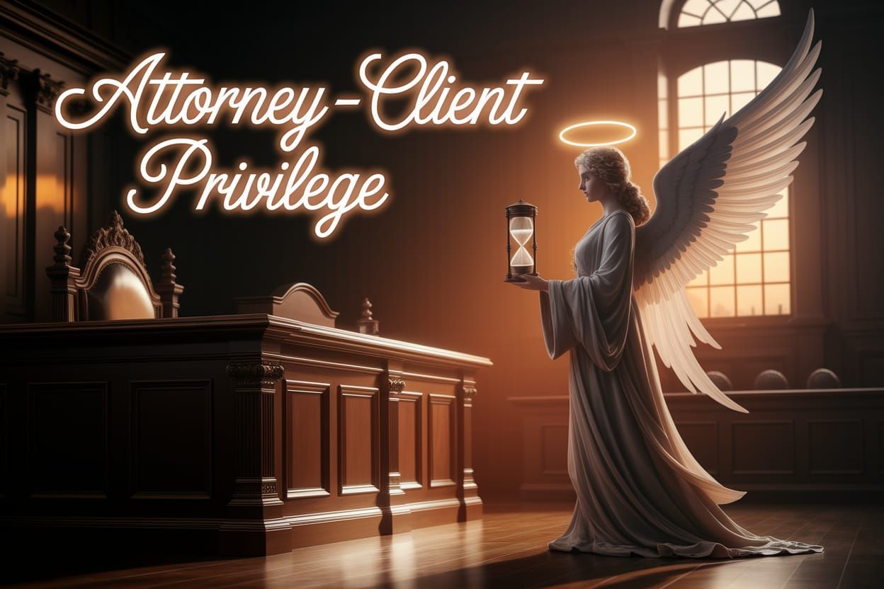 Angel of Justice in a Vintage Courtroom