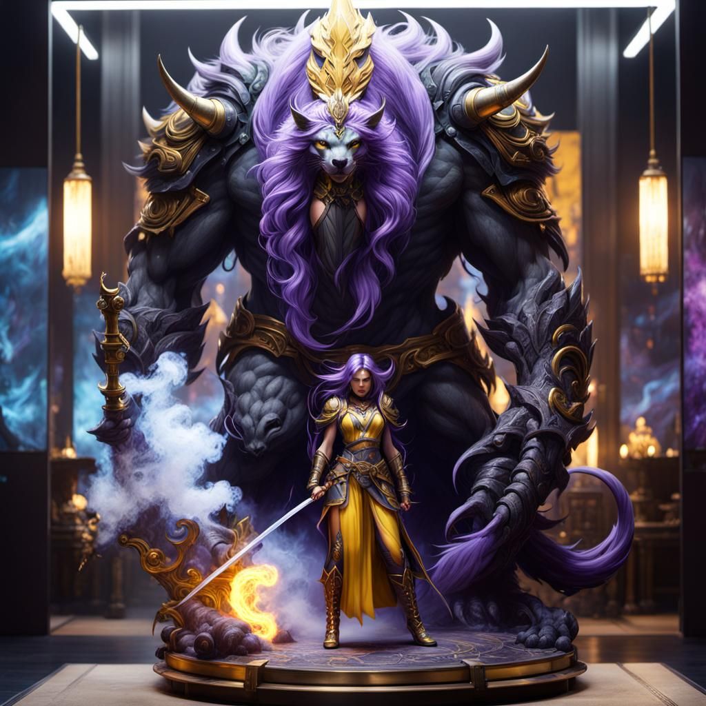 Ethereal Horrorcore Beast in Dark Fantasy Landscape