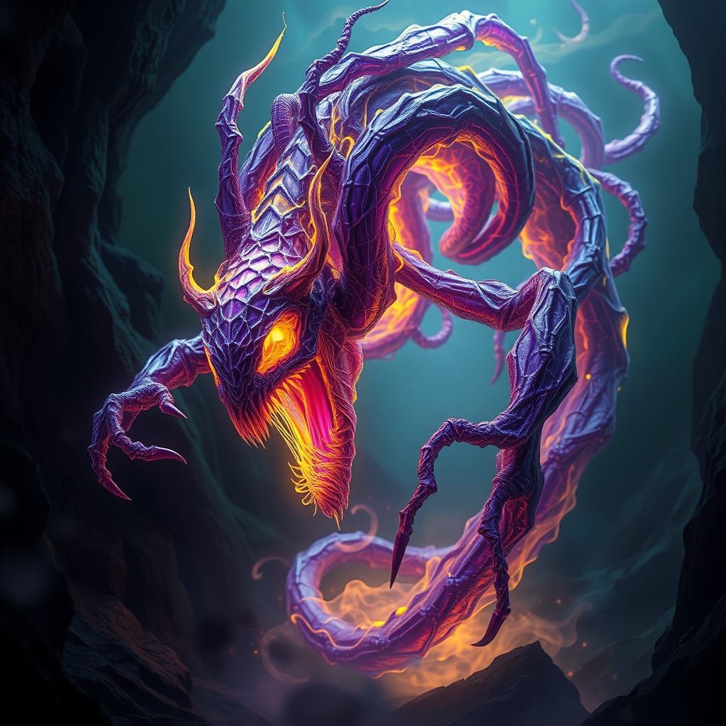 Ethereal Venom Being Emerges from Dark Fantasy Shadows