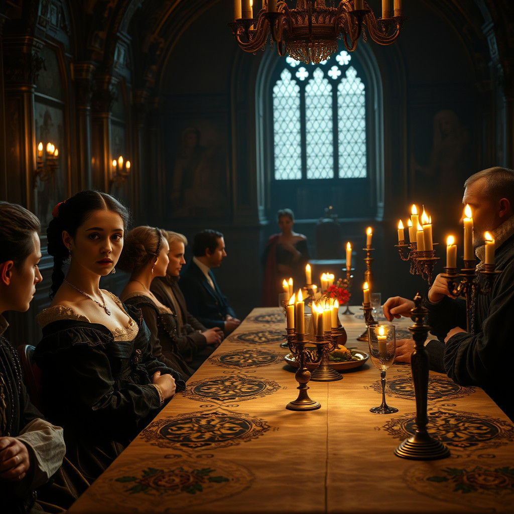 Ophelia's Tense Dinner at Elsinore Castle