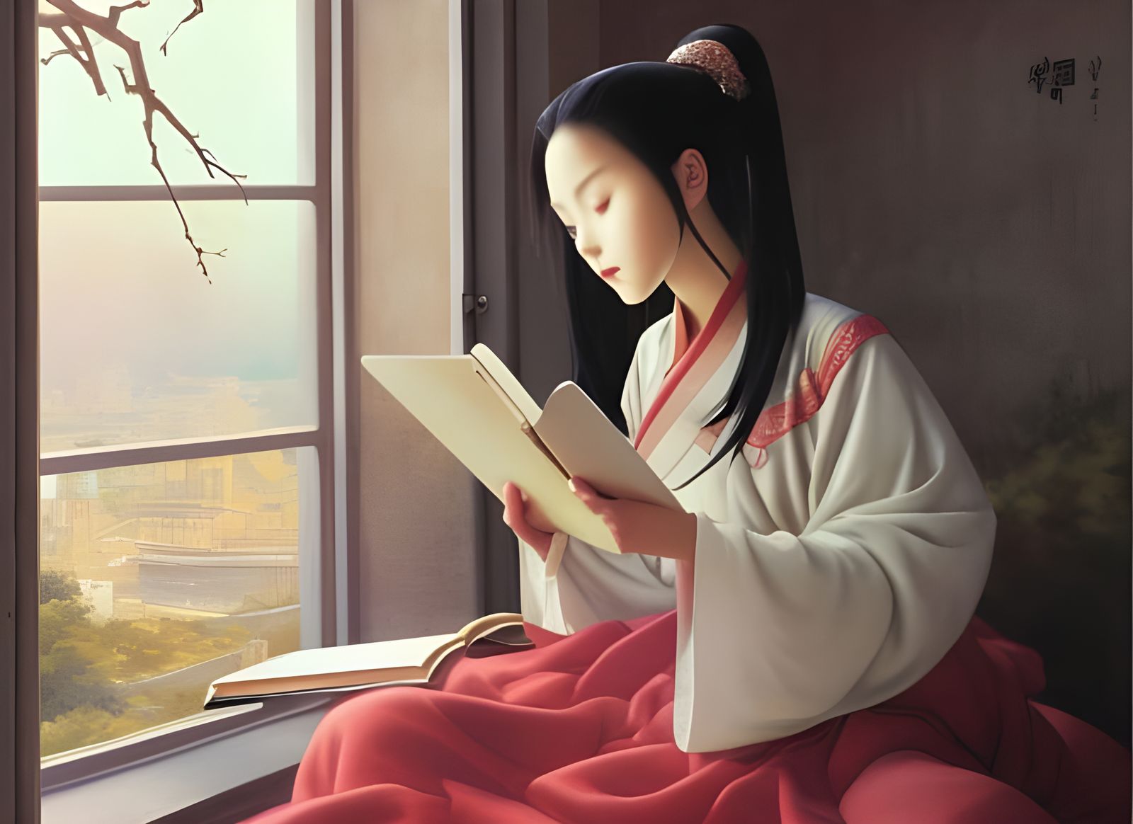 Anime Princess Warrior Reads on Macbook