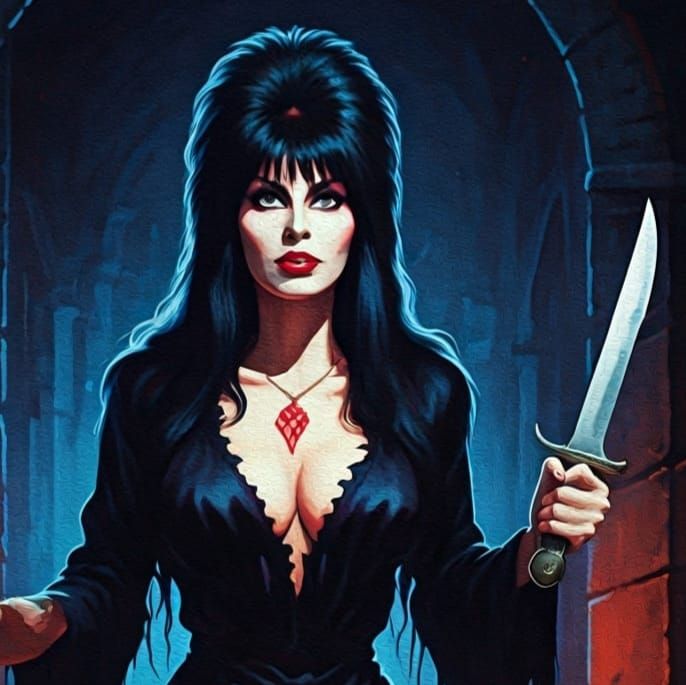 Ominous Dark Impressionistic Portrait with Knife