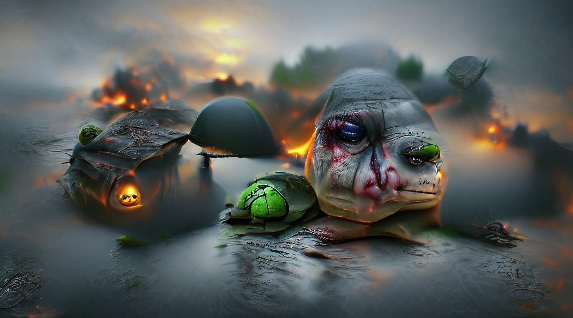Sinister War Turtle in 3D with Volumetric Lighting