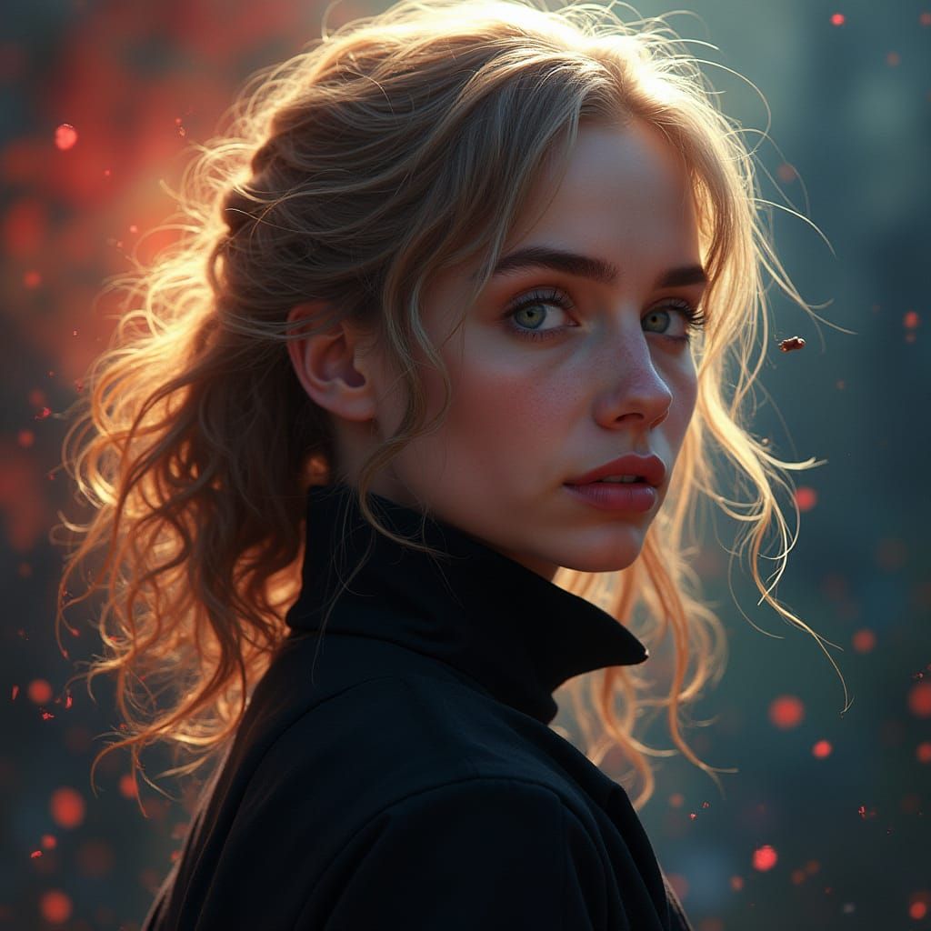J.K. Rowling's Fierce Portrait in Hyperrealistic Style