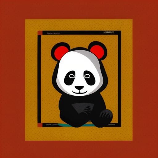 Cute Panda in Geometric Bauhaus Pop Art