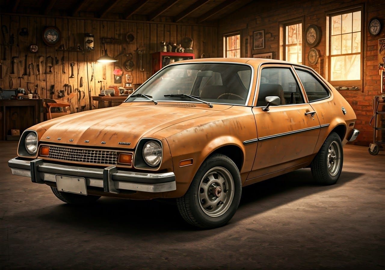 Retro-Futuristic Family Car in Vintage Garage