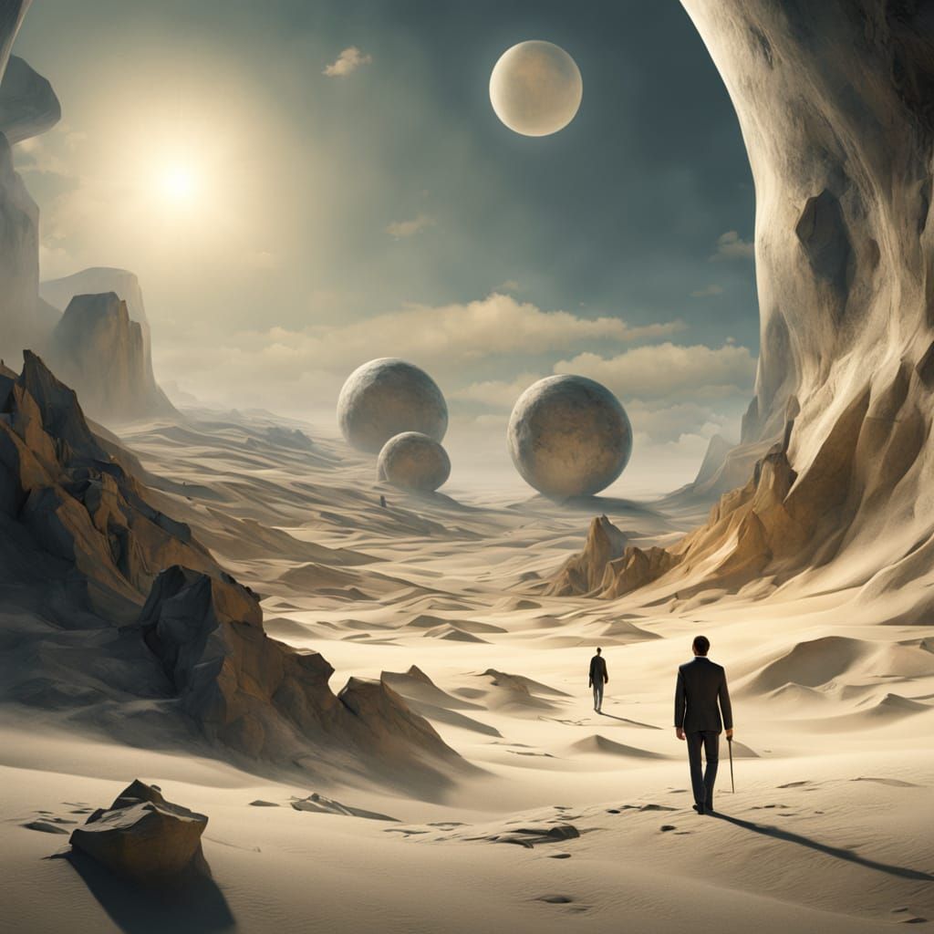 Surreal Figures Stand Apart in a Desolate, Oil-Painted Void