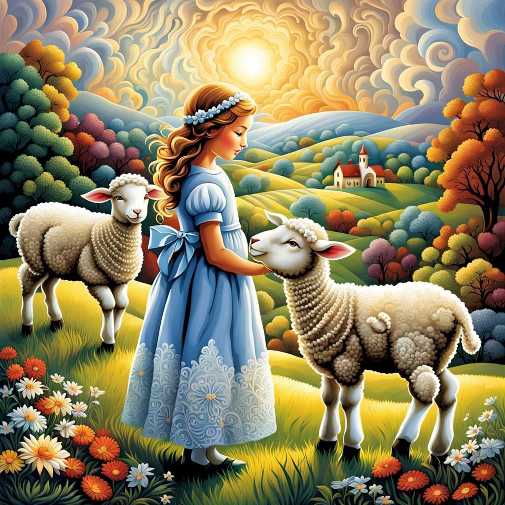 Mary had a little lamb
His fleece was white as snow
And Everywhere that Mary went
That lamb was sure to go
He followed h...