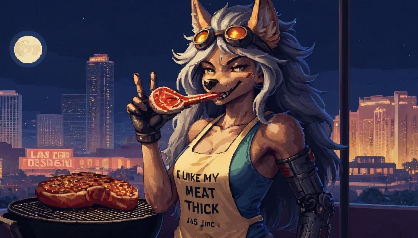 Pixel Art Jackal in Vegas, SNES JRPG Style