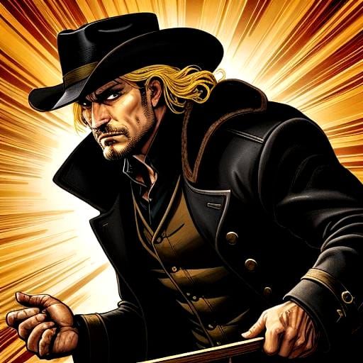 Comic Book Art: Handsome Cowboy in Duster Coat