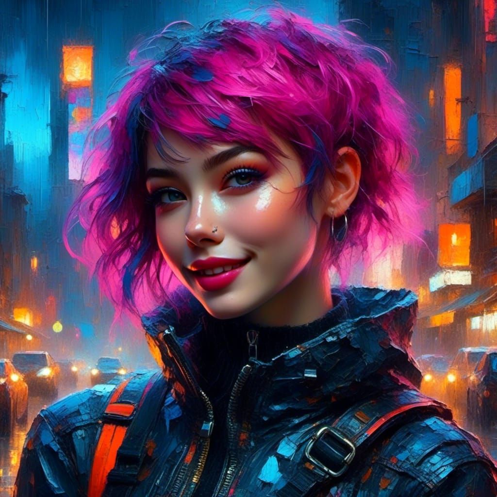 Cyberpunk Beauty with Neon Pink Hair