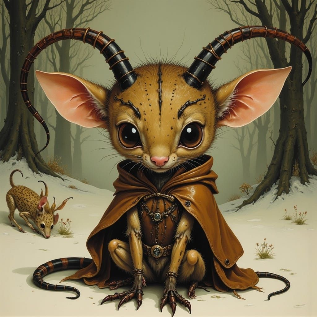 Whimsical Wendigo Storybook Character in Earthy, Dreamlike S...