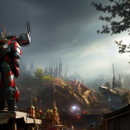 Ultraman in Chaotic Shack: 3D Digital Art