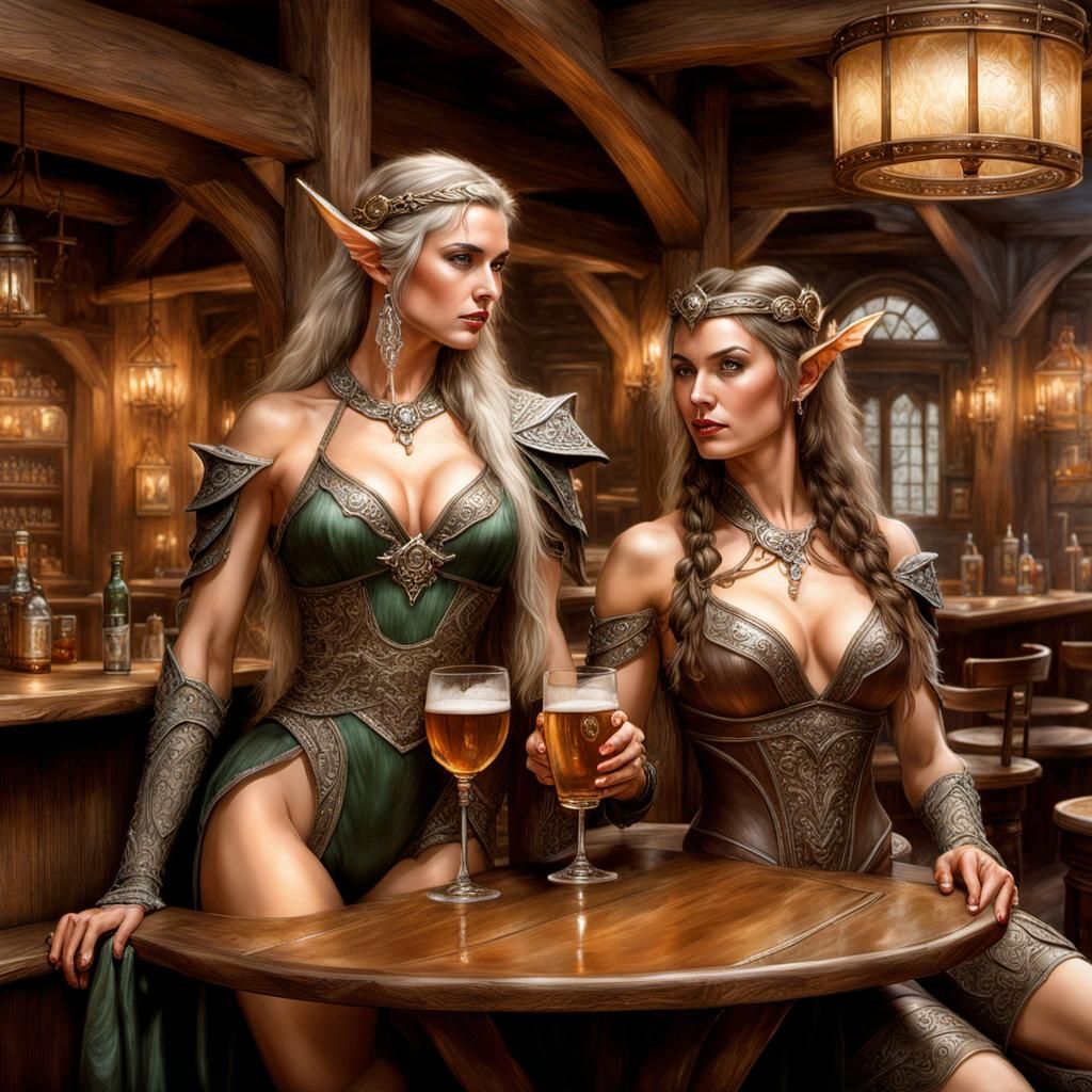 2 High Elves enjoying a drink
