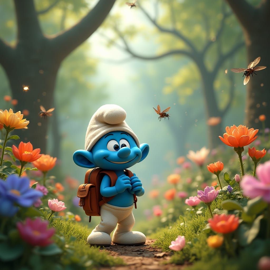Smurf's Big Garden Adventure in 3D Pixar Style