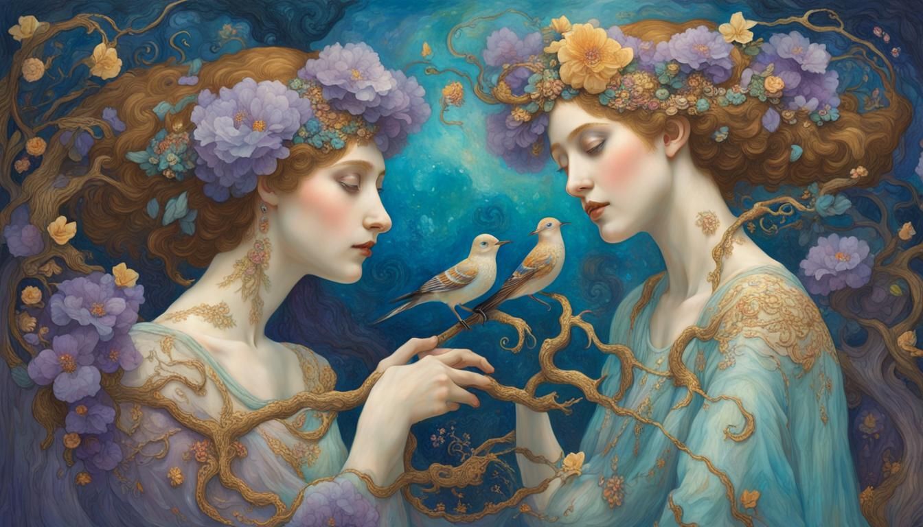 Ethereal Women Dancing in Surreal Expressionist Dreamscape