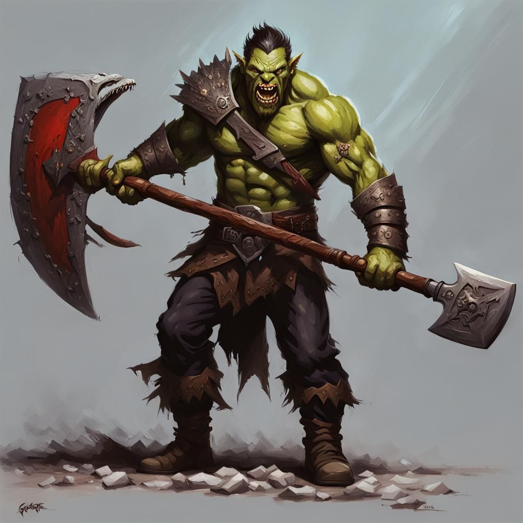 Half-Orc Dragon Slayer with Greataxe
