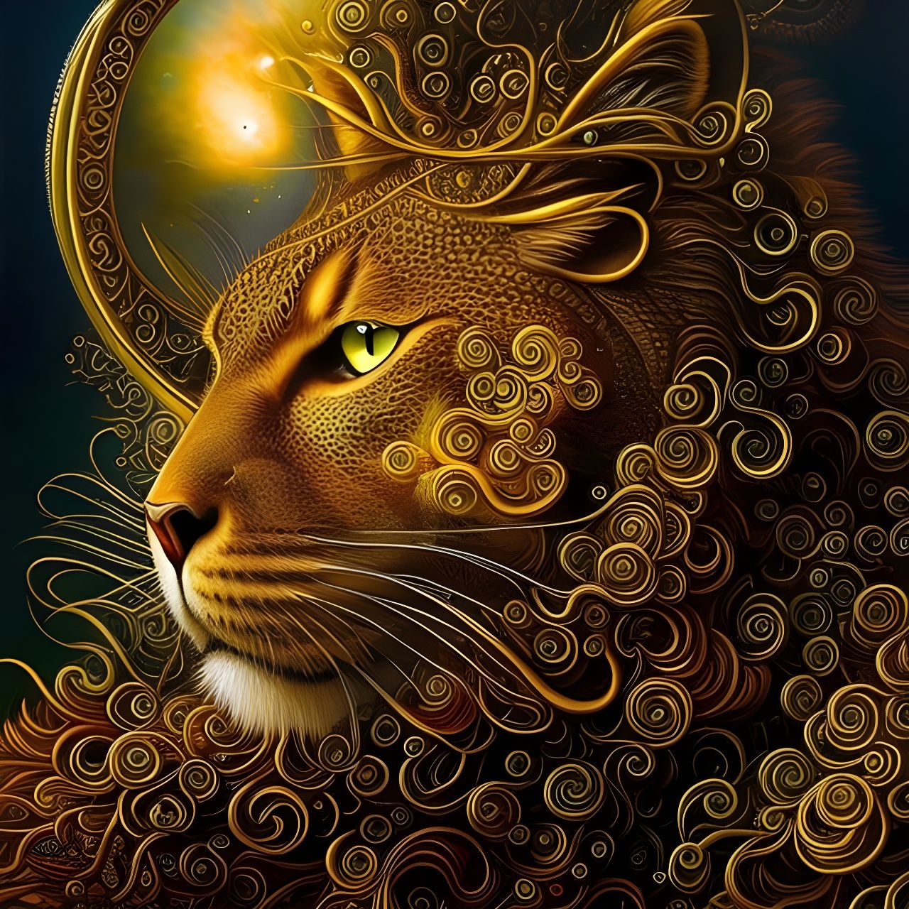 Fantasy Cat in Mythical Kingdom, Detailed Art