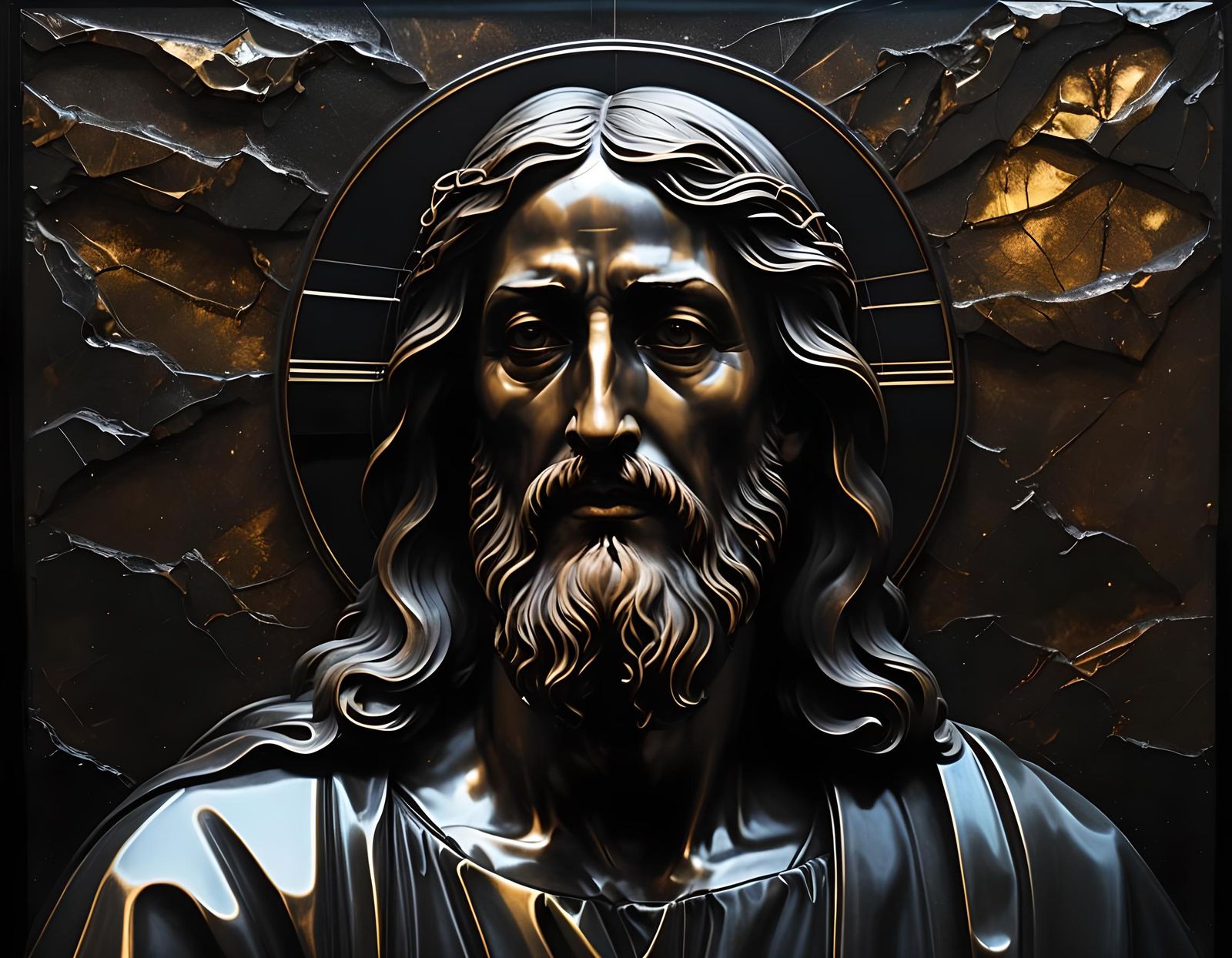 Jesus Christ Portrait in Tenebrism Style