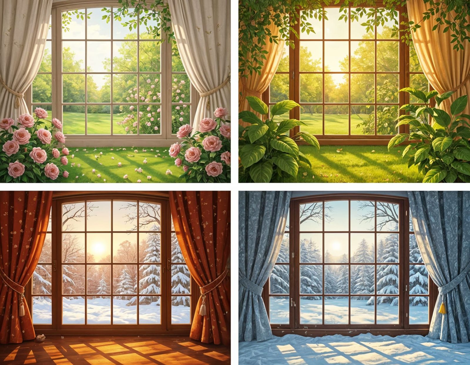 Same Room Depicting Four Distinct Seasons