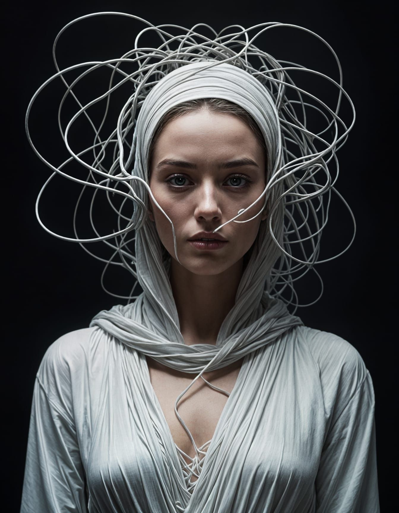 Enigmatic Figure Shrouded in Mystical Tendrils