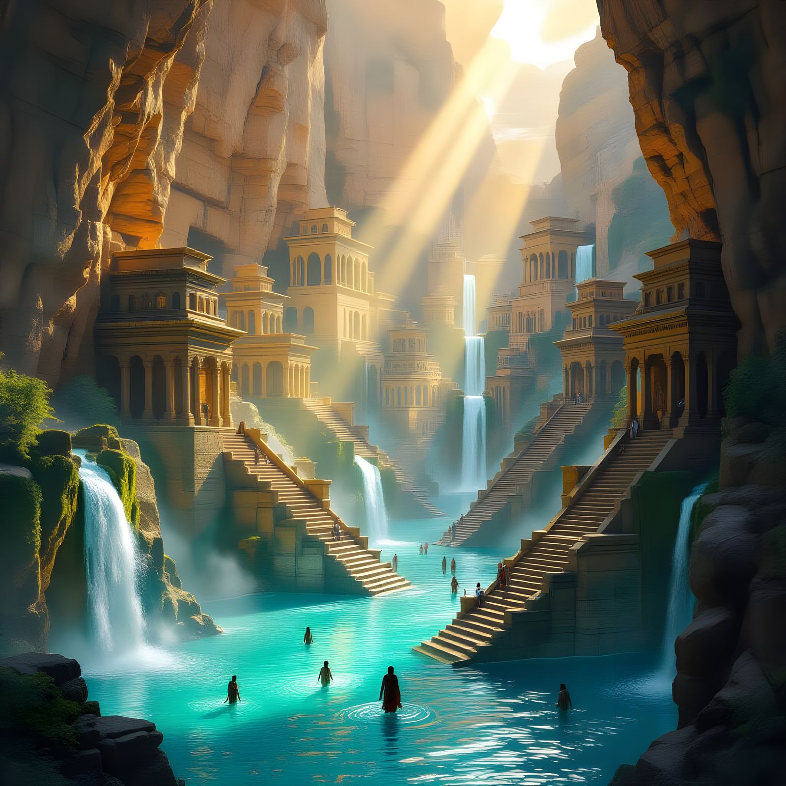Majestic Temple City Carved in Canyon Cliffs
