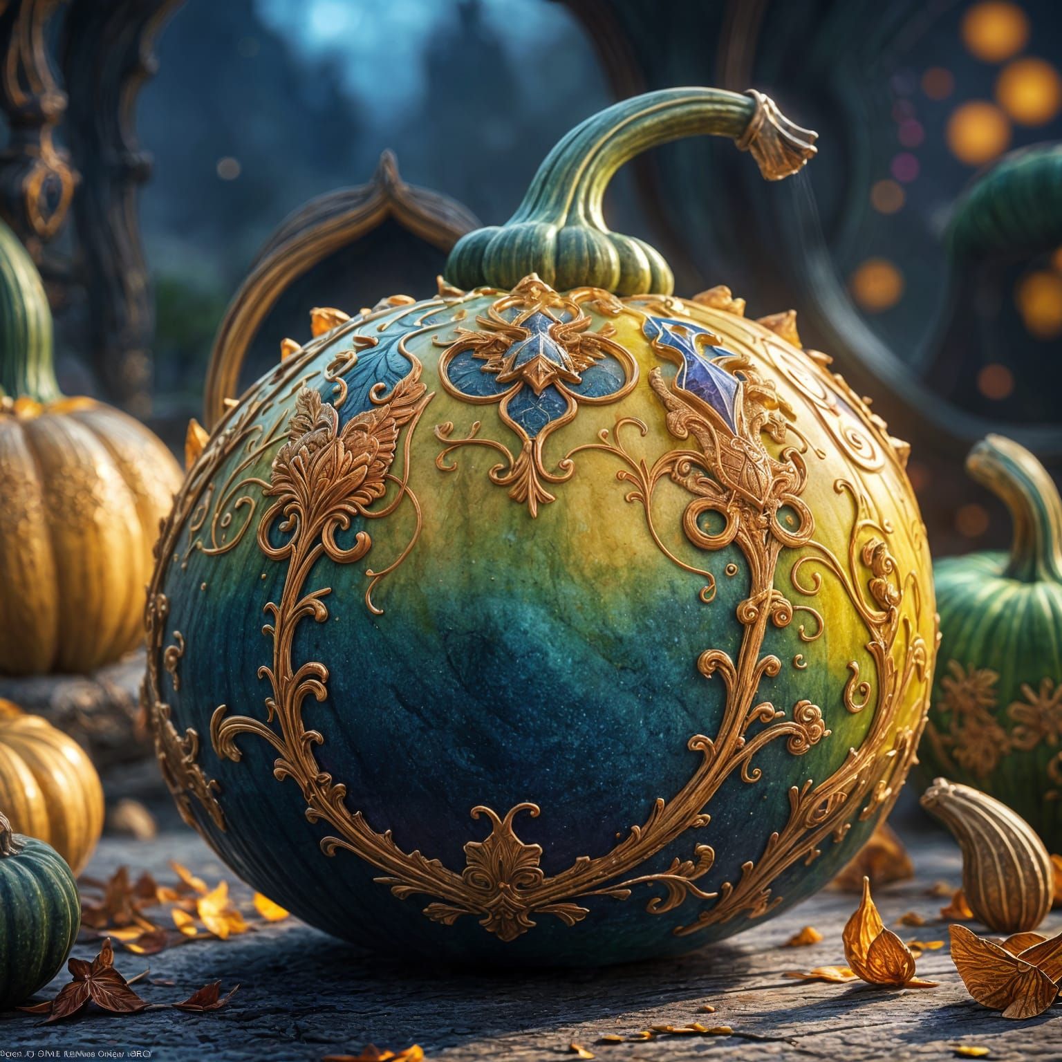 Detailed Gourd Close-up: Fantastical Concept Art