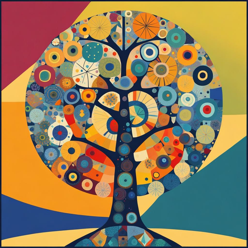 Geometric Millefiori Tree in Bauhaus Style