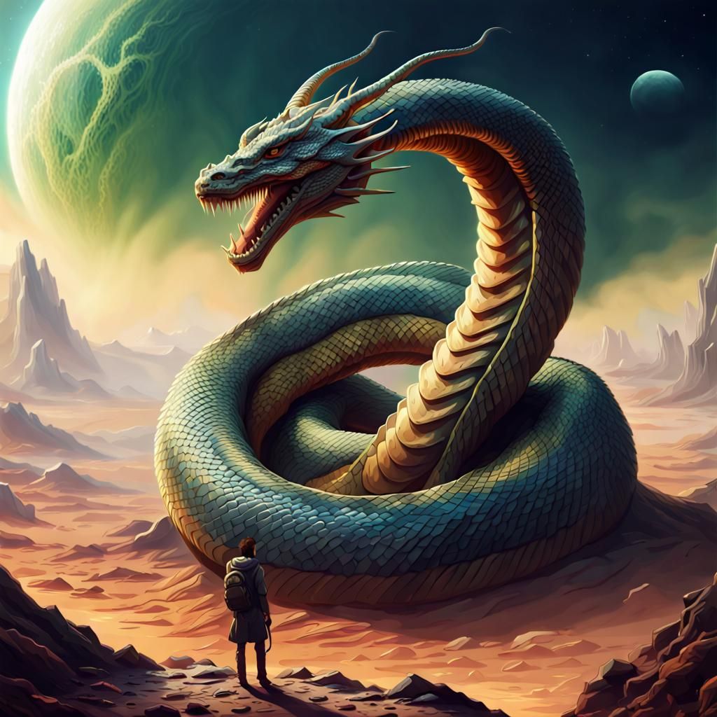 Dragon on a Planet Digital Art Wallpaper