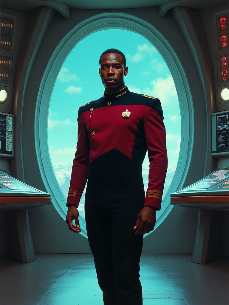 Starfleet Officer on Deep Space Nine in Matte Painting Style