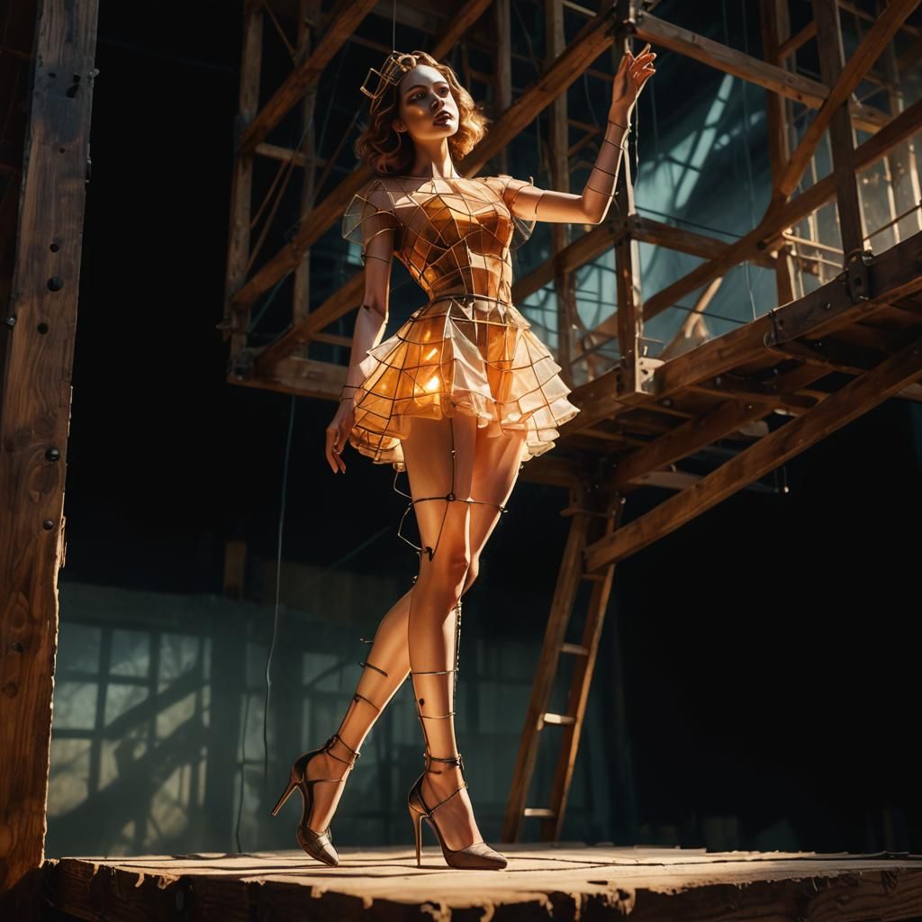 Surreal Cubist Woman with Construction Workers