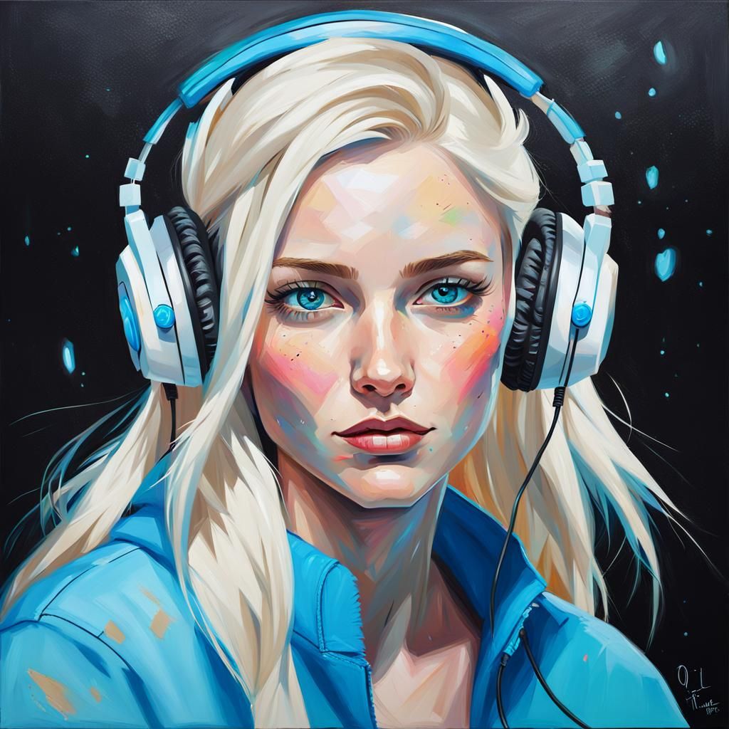 Gamer Girl Portrait in Oil Painting Style