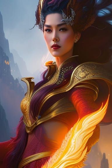 Fiery Dragon Queen Portrait in Artgerm Style