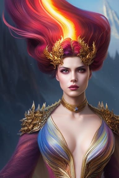 Fiery Dragon Queen Portrait in Digital Art Style