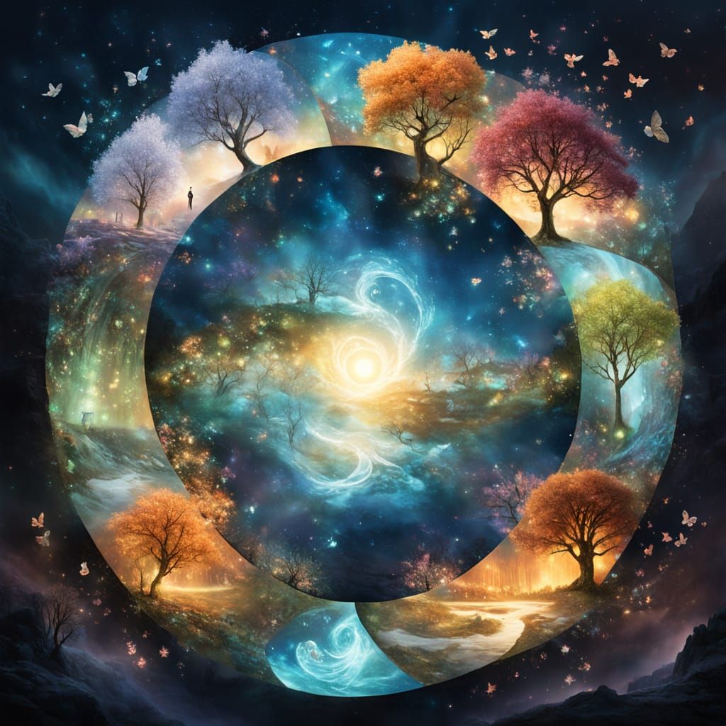 Four Seasons Infinity Symbol in Ethereal Fantasy Style