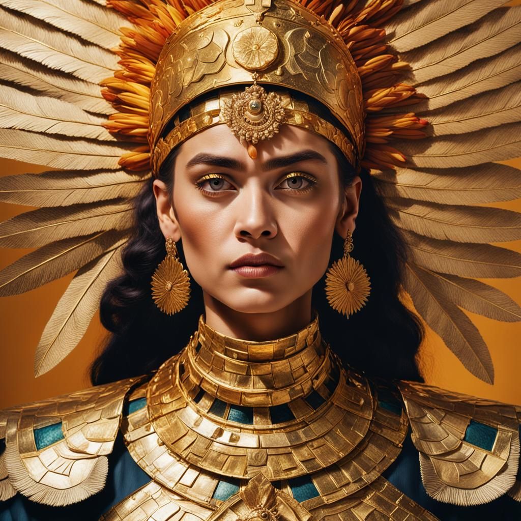 Empowered Woman Portrait in Frida Kahlo Style