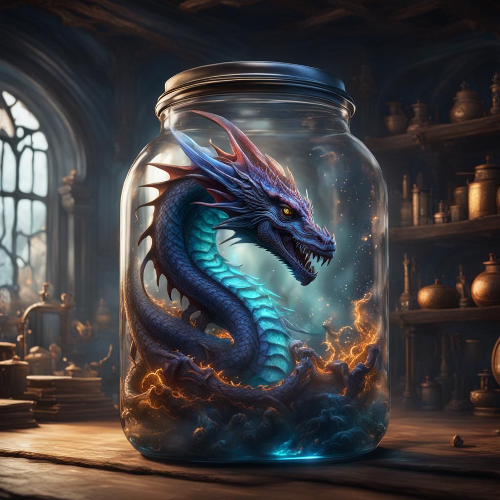 Mythical Space Dragon Trapped in a Jar