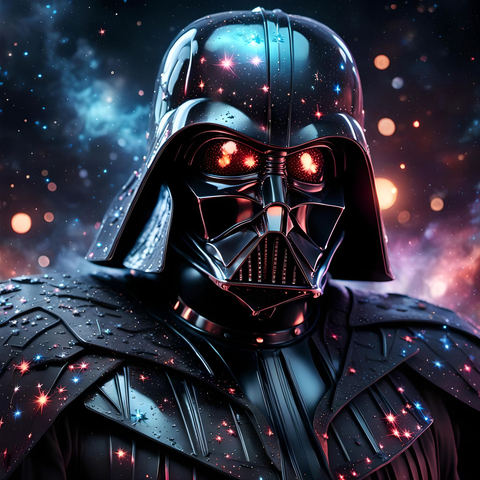 Titanium Darth Vader in Epic Galaxy Scene