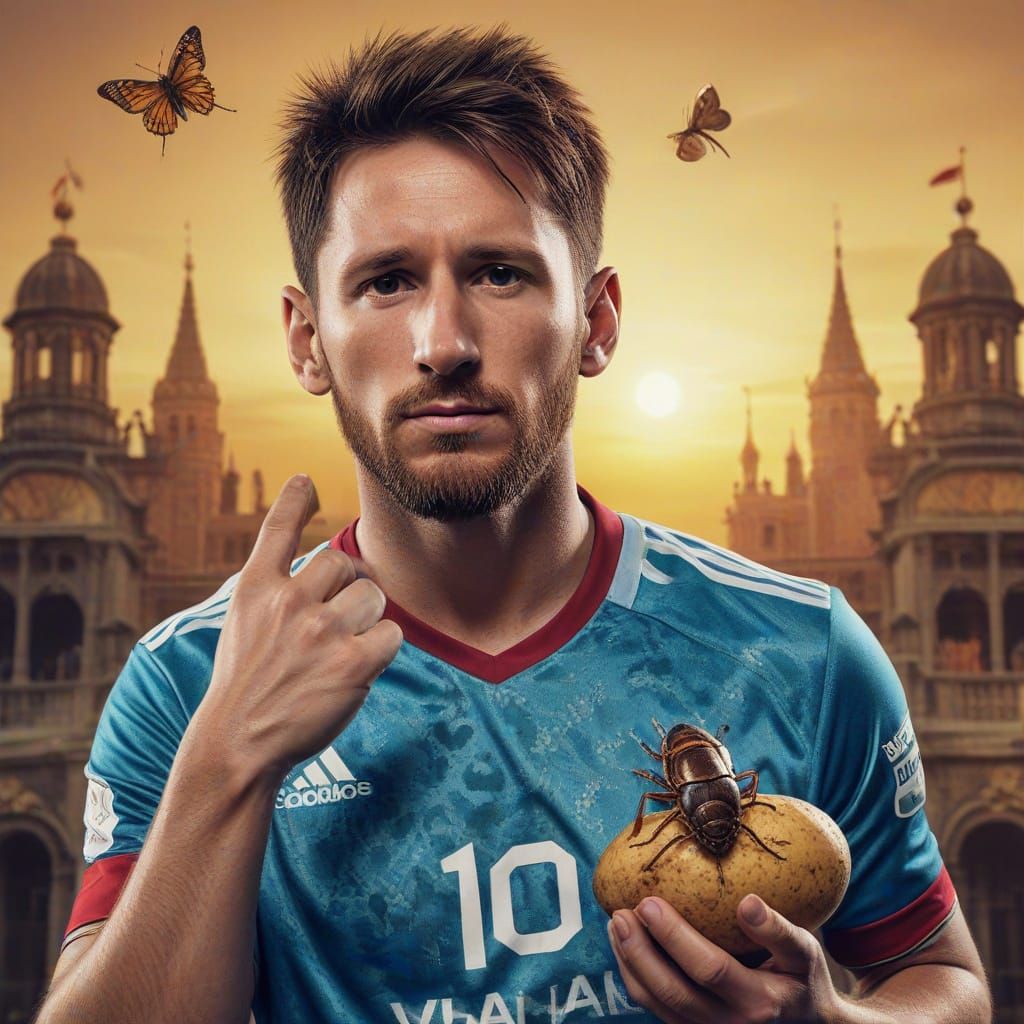 Surrealist Sports Illustration of a Cockroach in Madrid Jers...