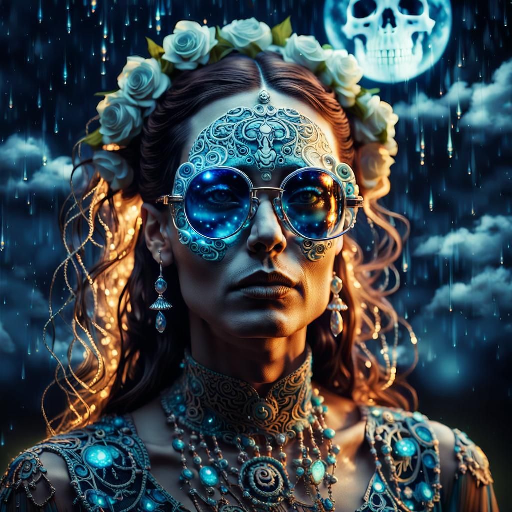 Mythic Woman with Skull Reflection