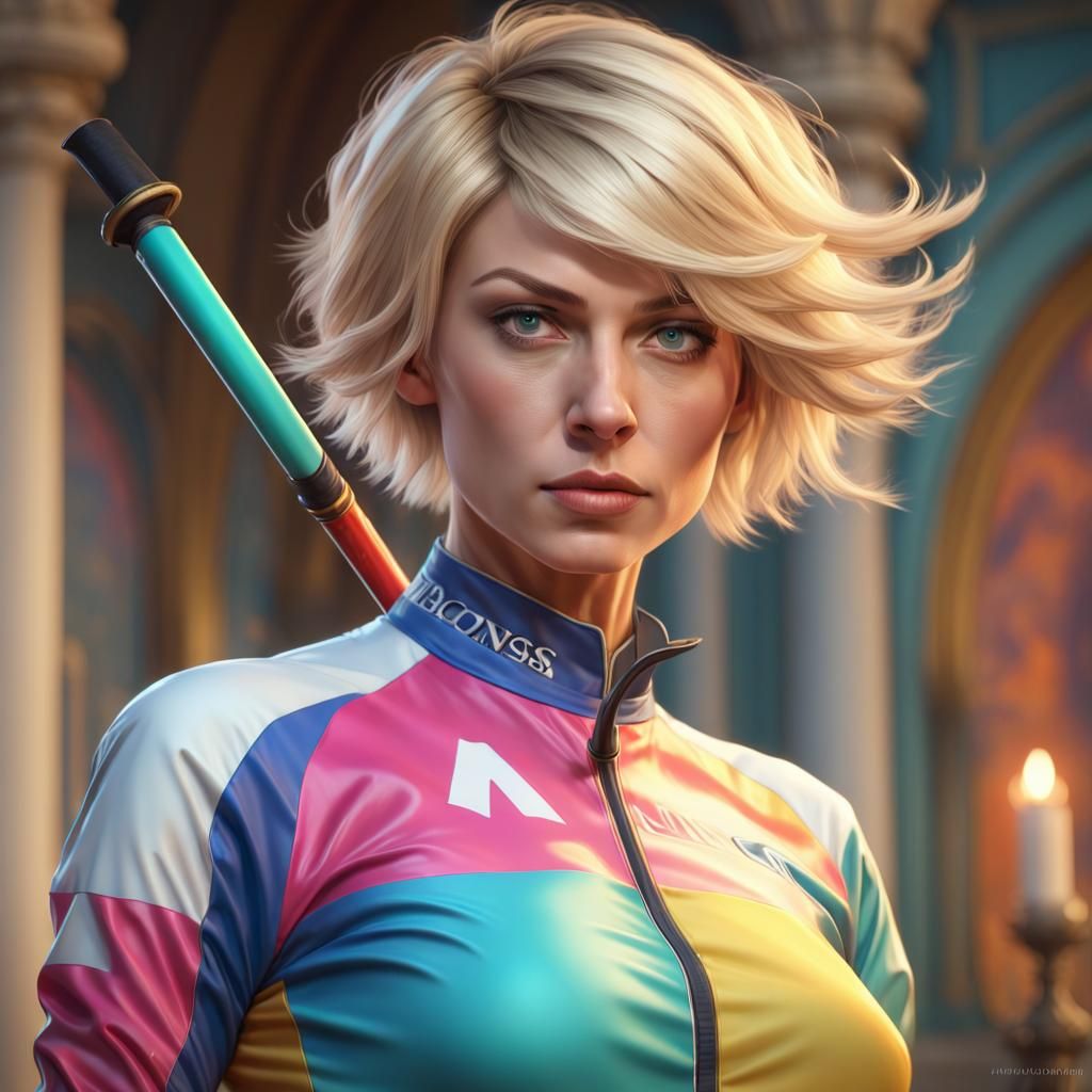 Woman in Jockey Silks: Hyperdetailed Digital Portrait