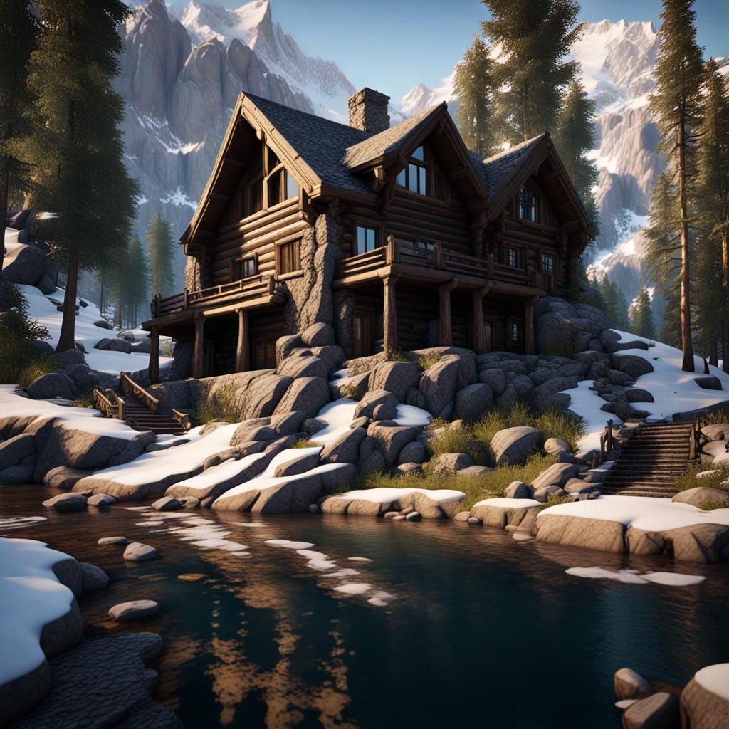 Sierra Mansion Log Cabin with Gliding Eagle