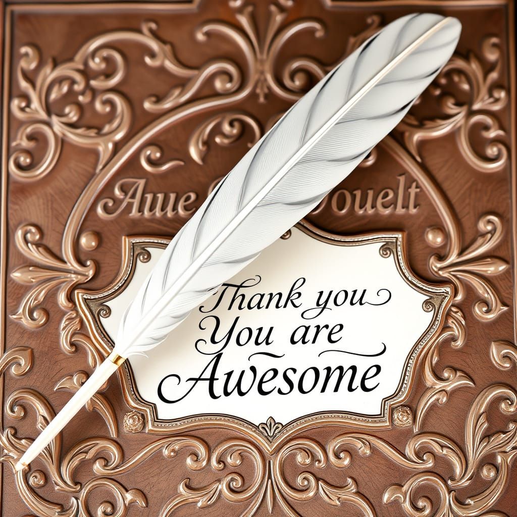 Elegant Quill and Plaque with Heartfelt Message in Copperpla...