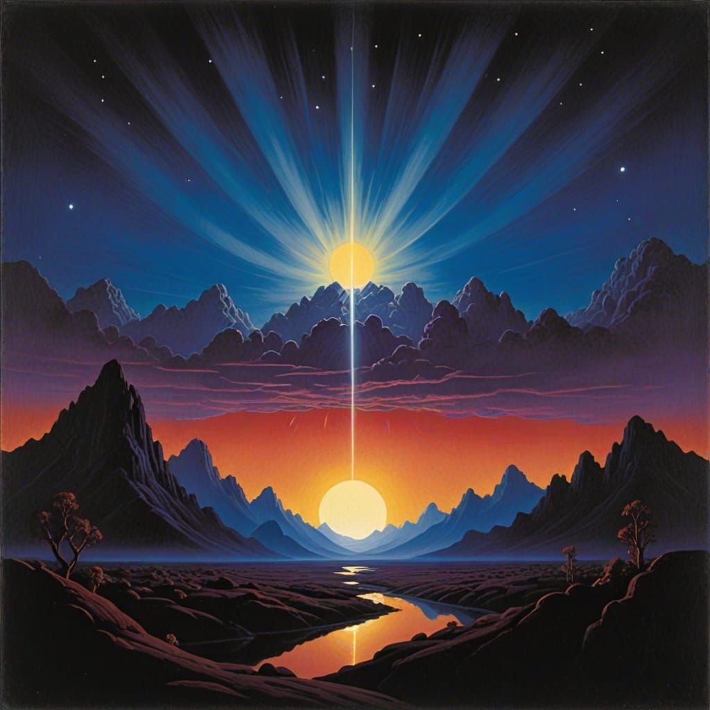 Mysterious Desert Landscape in Dark Realism Style