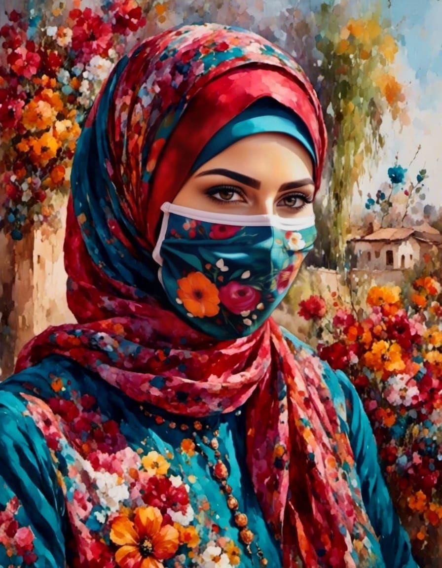 Elegant Hijabi Portrait in Flowered Dress