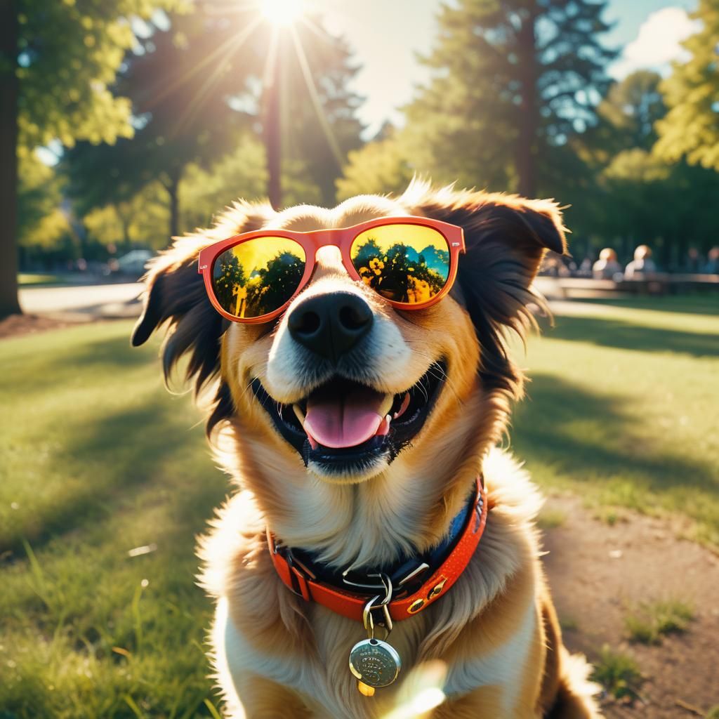 Smiling Dog in Sunglasses, Wes Anderson Style