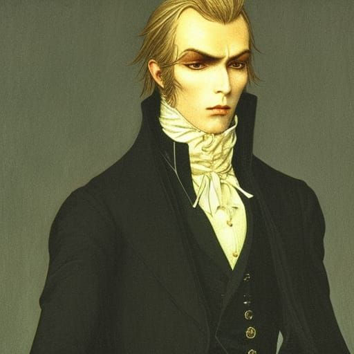 Noble Vampire Lord Portrait in Romantic Style