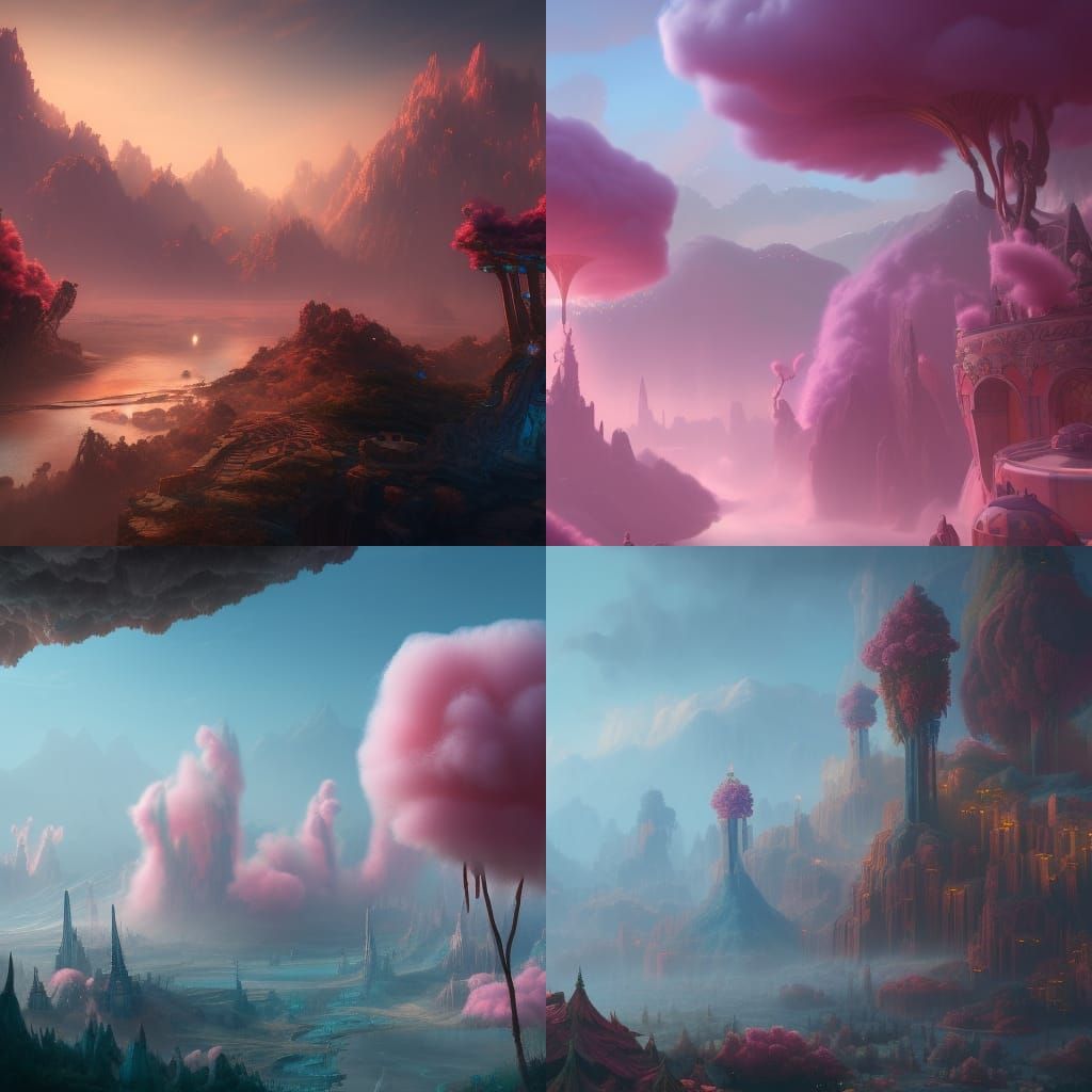 Fantastical Cotton Candy: Detailed Matte Painting