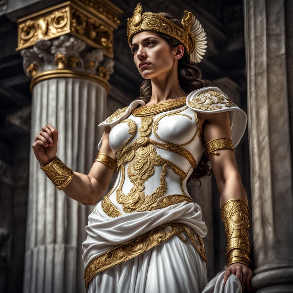 Roman Goddess Pudicitia in Gold and White